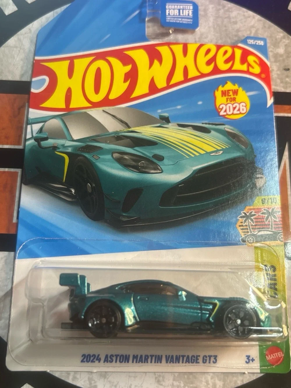 Hot Wheels 2024 Aston Martin Vantage GT3 Toy Car - Teal with Yellow Accents